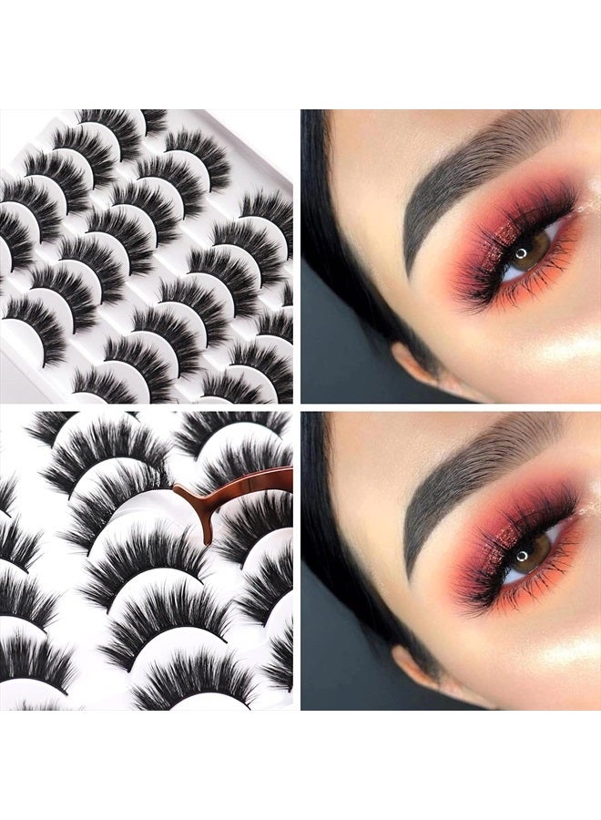 Losha Eyelashes 14 Pairs Eye Lashes Pack Fluffy Volume Faux Mink Lashes with Soft Band 18MM Long False Eyelashes for Women - Image 2