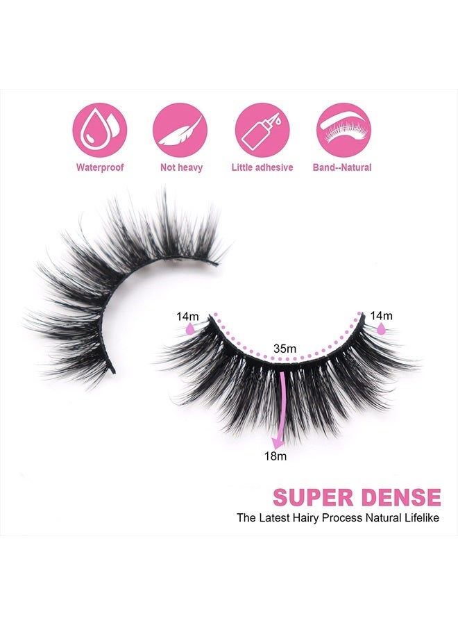 Losha Eyelashes 14 Pairs Eye Lashes Pack Fluffy Volume Faux Mink Lashes with Soft Band 18MM Long False Eyelashes for Women - Image 4