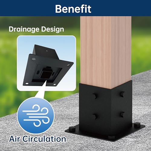 MEWSDEN Pergola Bracket Kit 4x4, 2pcs 4-Way Heavy Duty Corner Bracket and 2pcs Base, Used to Connect Extended Pavilion Wooden Beams, for Gazebo, Patio Pergolas, Log Cabin Outdoor, Wood Stand Sheds - Image 4
