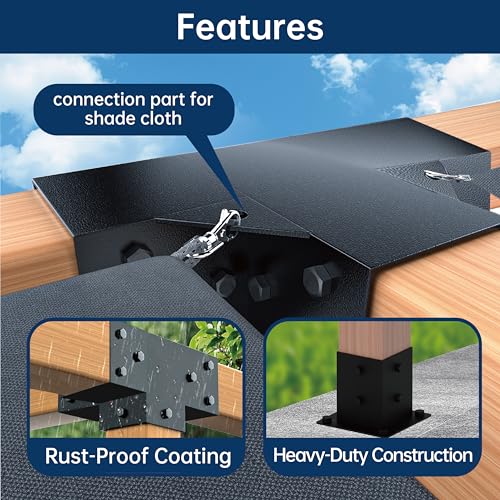 MEWSDEN Pergola Bracket Kit 4x4, 2pcs 4-Way Heavy Duty Corner Bracket and 2pcs Base, Used to Connect Extended Pavilion Wooden Beams, for Gazebo, Patio Pergolas, Log Cabin Outdoor, Wood Stand Sheds - Image 3