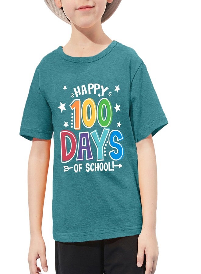 CAZYCHILD Toddler Happy 100 Days of School Shirt Cute Boys Girls Kindergarten Shirts 100th Day of School Celebration Gifts Tops Cyan - Image 3