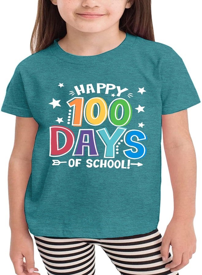 CAZYCHILD Toddler Happy 100 Days of School Shirt Cute Boys Girls Kindergarten Shirts 100th Day of School Celebration Gifts Tops Cyan - Image 5