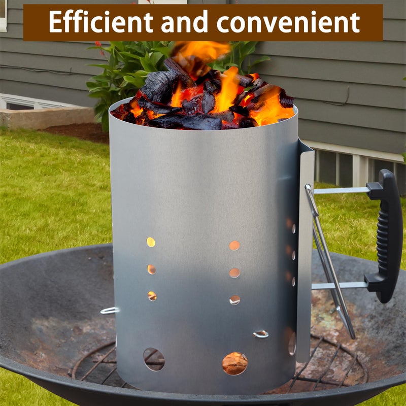 E500 Larger Charcoal Chimney Starter with 60Pcs Charcoal Starter, Coal Chimney Starter for Grill, BBQ Fire Starter Kit - Image 4