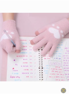 Generic Women girly heart mobile screen touch fingers winter wool gloves  - Image 1