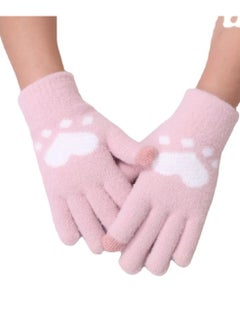 Generic Women girly heart mobile screen touch fingers winter wool gloves  - Image 2