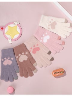 Generic Women girly heart mobile screen touch fingers winter wool gloves  - Image 3