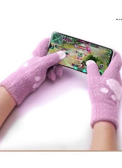 Generic Women girly heart mobile screen touch fingers winter wool gloves  - Image 4