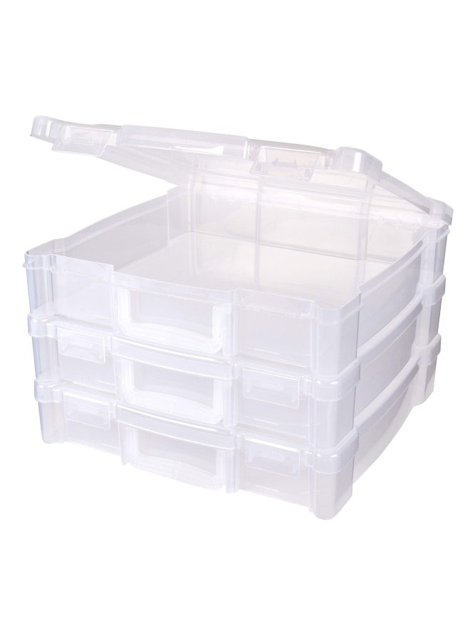 ArtBin 6913Zz 12 X 12 Portable Art And Craft Organizer With Handle 3 Pack 3 Plastic Storage Cases Clear - Image 1