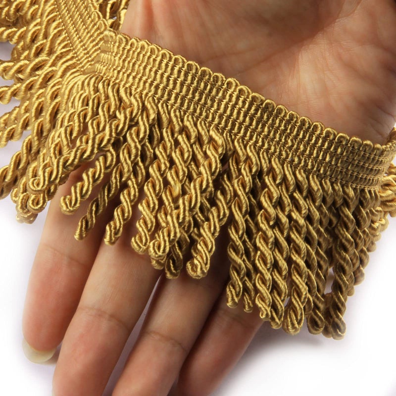 HedongHexi Curtain Fringes Bullion Fringe Trim 5/10 Yard x 2.5 Inches Fabric Trims Sewing DIY Decoration for Curtain Sofa Clothes (Gold, 5yard) - Image 1