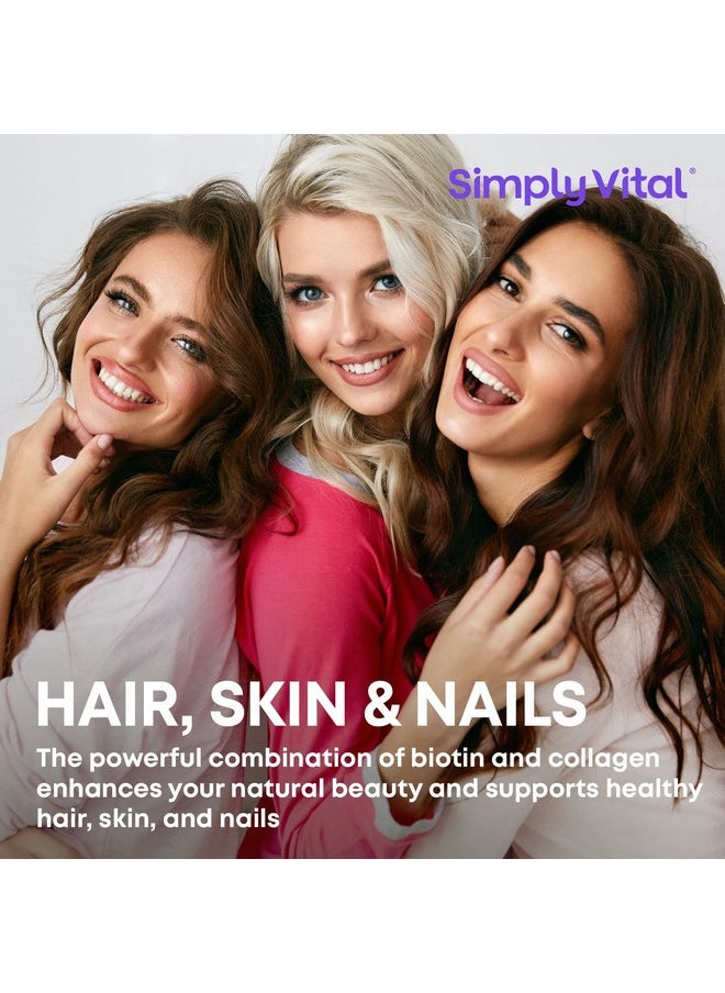 SimplyVital - Simply Vital Liquid Collagen & Biotin Vitamins For Hair Skin And Nails Biotin 10000 Mcg & Collagen 20000 Mcg Hair Growth Supplement For Women & Men Made In Usa 99% Absorption Liquid Biotin - Image 1