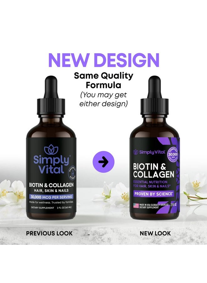 SimplyVital Simply Vital Liquid Collagen & Biotin Vitamins For Hair Skin And Nails Biotin 10000 Mcg & Collagen 20000 Mcg Hair Growth Supplement For Women & Men Made In Usa 99% Absorption Liquid Biotin  - Image 5