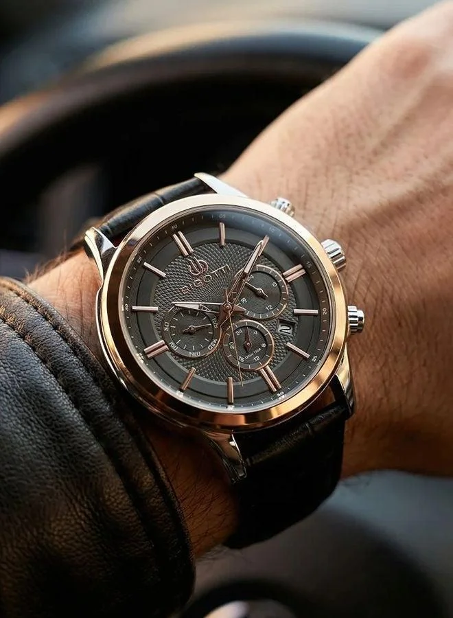 Bigotti Bigotti - Quotidiano Men Watch | Genuine LeatherBrass Case | Analog | Round Dial | Mineral Glass | Japanese Quartz | Water Resistant 50 Meters