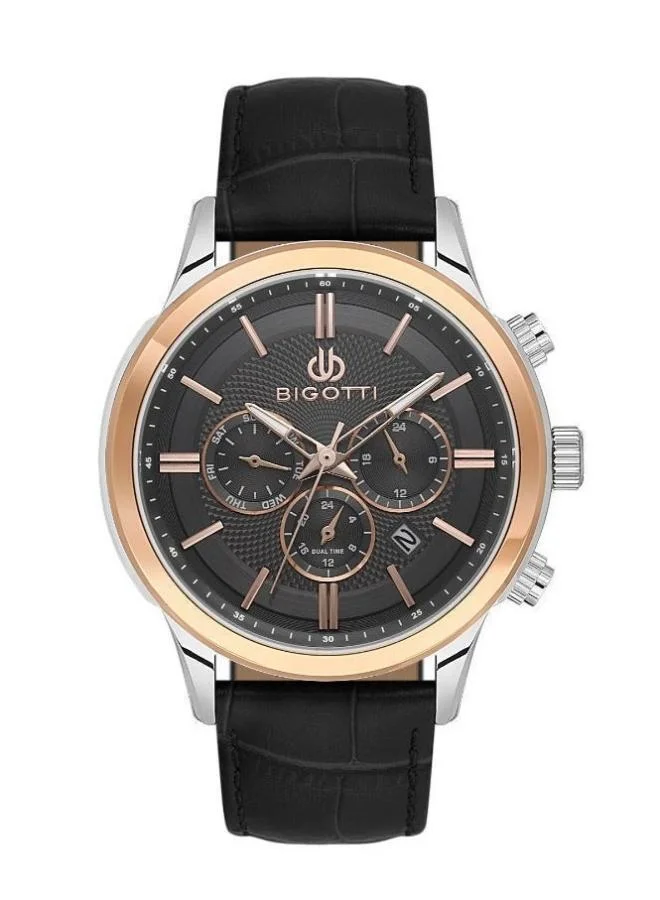 Bigotti Bigotti - Quotidiano Men Watch | Genuine LeatherBrass Case | Analog | Round Dial | Mineral Glass | Japanese Quartz | Water Resistant 50 Meters