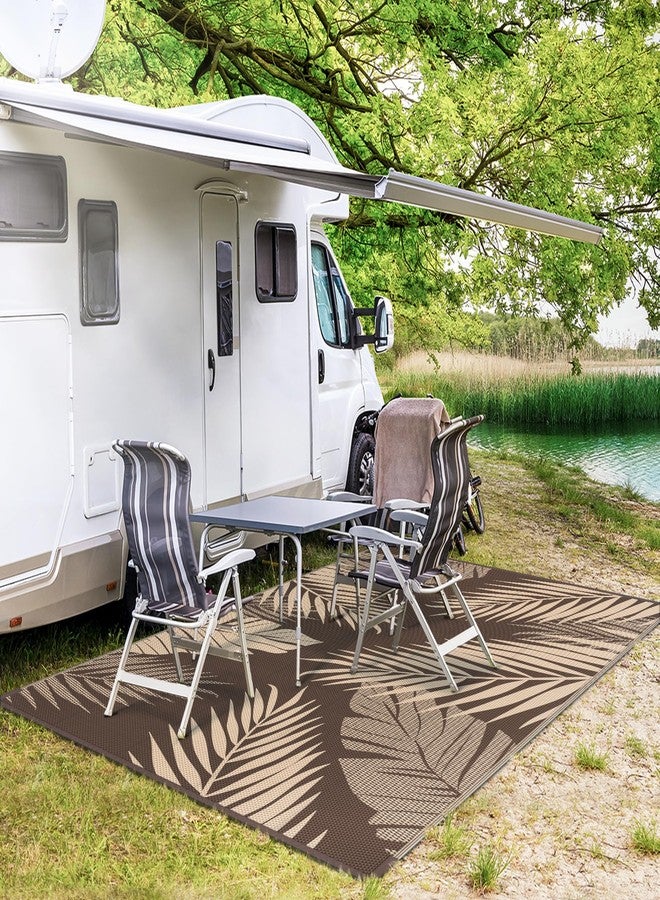 GENIMO Outdoor Rug 5' x 8' Waterproof for Patios Clearance, Reversible Outdoor Plastic Straw Camping Rug Carpet, Large Area Rugs Mats for RV, Camper, Deck, Balcony, Porch, Beach, Picnic, Coffee&Beige - Image 5