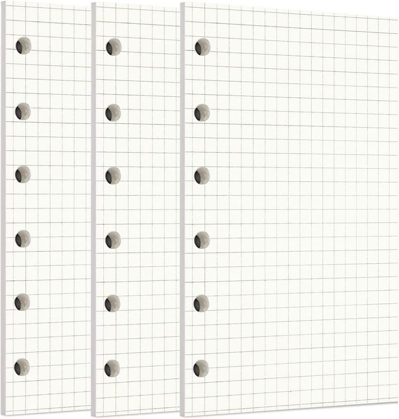 Zelten 3 Pack A7 135 Sheets/270 Pages Squared Loose Leaf Punched Paper Refills Paper for 6 Hole Binder Personal Organizer Diary Notebook Refillable Planner - Image 1