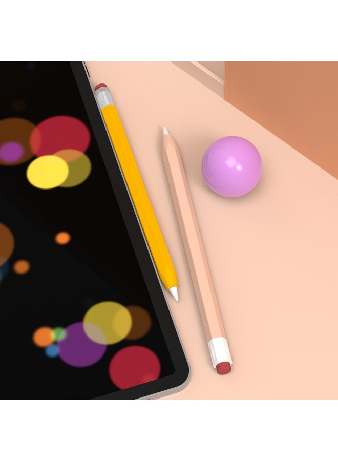 Retro Vintage Silicone Pencil 1st Gen 2nd Gen Protective Case Anti-roll Anti-slip Protective Cover-Specifications:1 Generation Cherry Blossom Powder  - Image 5