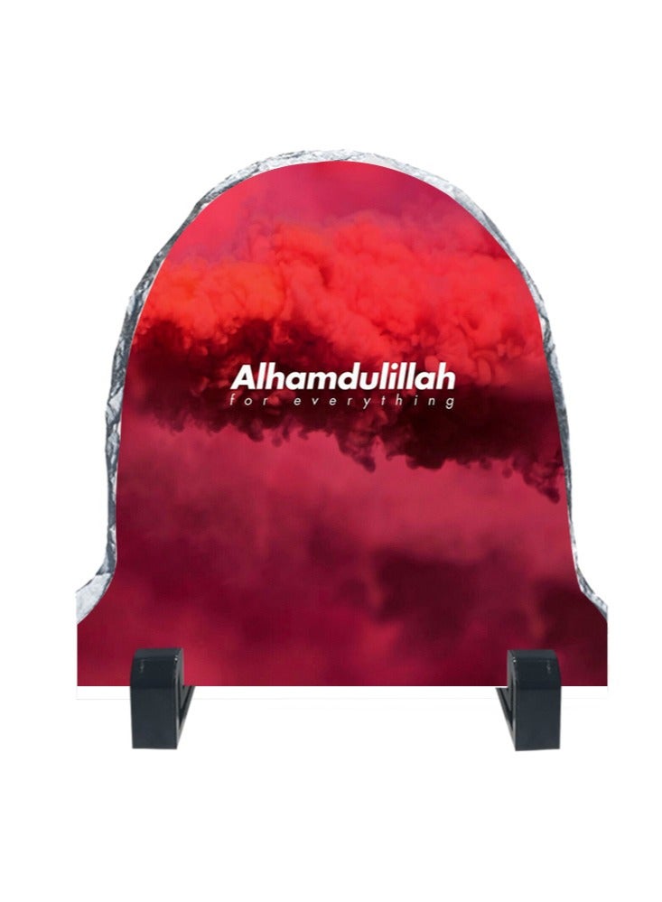 Service Zone Protective Printed White Rock Shape Marble Photo Frame for Table Top Alhamdulillah For Everything - Image 1