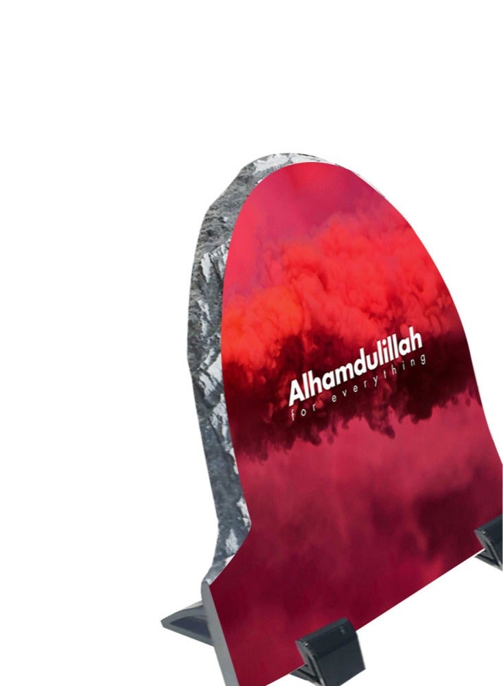 Service Zone Protective Printed White Rock Shape Marble Photo Frame for Table Top Alhamdulillah For Everything - Image 3