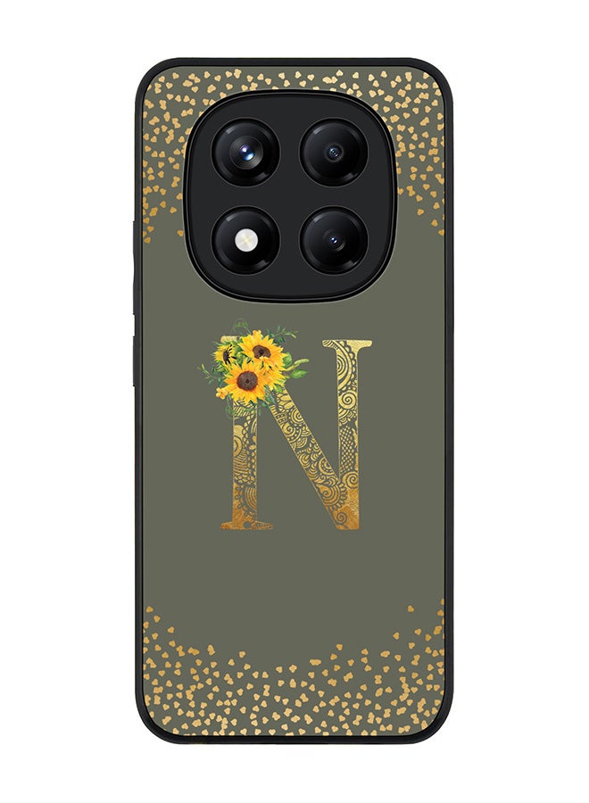 Stylizedd For Xiaomi Redmi Note 14 Pro 4G 4G Case,Slim fit Camera Protection, Shockproof Thin Phone cover  - Custom Floral Monogram - N  (Olive Green ) - Image 1