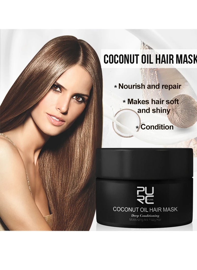 PURC - Coconut Oil Hair Mask, Natural And Safe Repairing Hair Conditioner Mask, Smoothing Straightening Hair Treatment Cream, Restoring Hair Mask For Repairing Damage, Dry And Frizzy Hair - Image 1