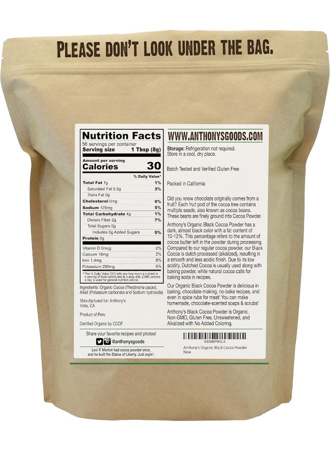 Anthony's Organic Black Cocoa Powder - 1 lb - Image 2