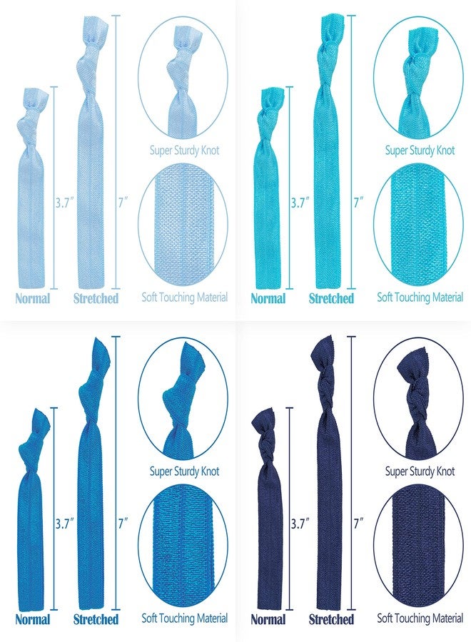 MEEDEE Ombre Blue Hair Accessories - 100 Pack Soft Ribbon Knotted Hair Ties for Women, No Crease, No Damage, Ouchless, Ideal for Ponytails, Yoga, and Bracelets - Image 3