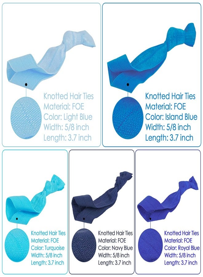 MEEDEE Ombre Blue Hair Accessories - 100 Pack Soft Ribbon Knotted Hair Ties for Women, No Crease, No Damage, Ouchless, Ideal for Ponytails, Yoga, and Bracelets - Image 2