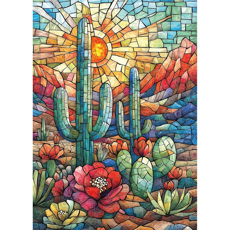 Blueforest Cactus 1000 Piece Puzzle for Adults MosaicStyle Desert Therapy Jigsaw Puzzle Vibrant Succulent Wall Decor Premium Gift Set 275x197 - Image 3