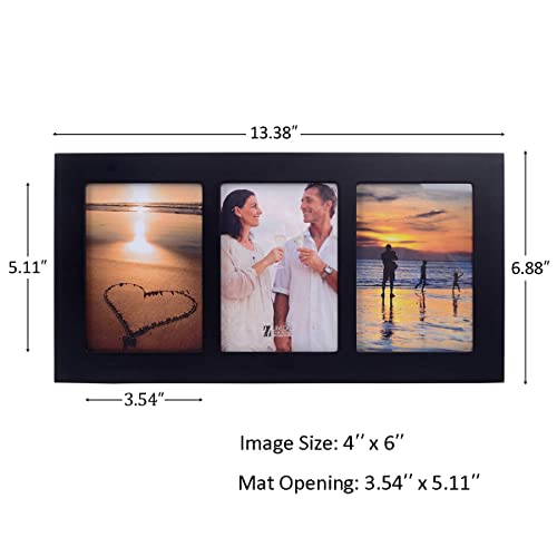 UMICAL 4x6 3-Opening Collage Picture Frame with Shatter-Resistant Glass & Black Wood Photo Frames for 4x6 Inch Pictures Display Made for Tabletop Stand and Wall Mounting - Image 4