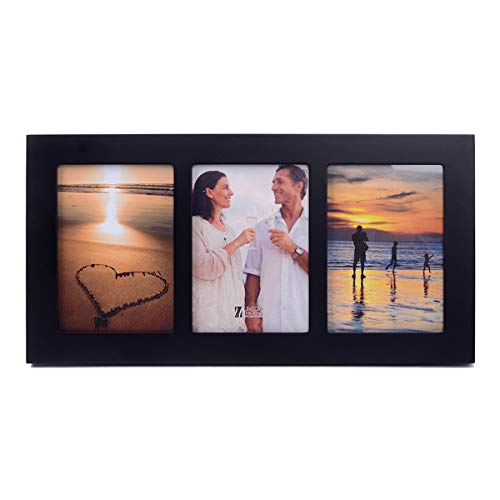 UMICAL 4x6 3-Opening Collage Picture Frame with Shatter-Resistant Glass & Black Wood Photo Frames for 4x6 Inch Pictures Display Made for Tabletop Stand and Wall Mounting - Image 1