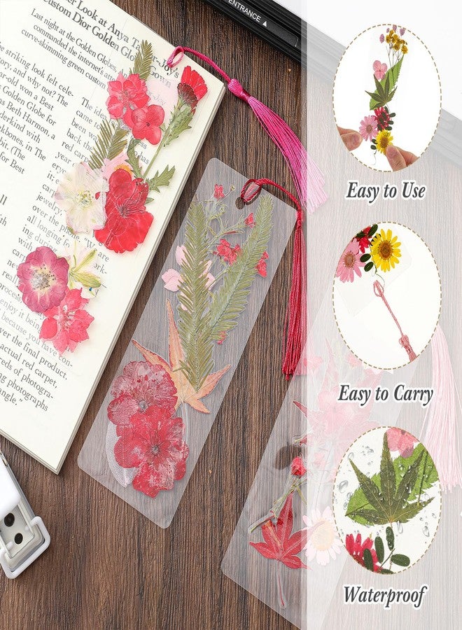 Fuyoooo 150 Pcs Dried Flower Bookmark Making Kit, DIY Pressed Flower Transparent Bookmark Laminating Pouches 2 x 6 Inch DIY Projects Party Favor Gift Tag Bulk for Book Lovers (Red Color) - Image 3