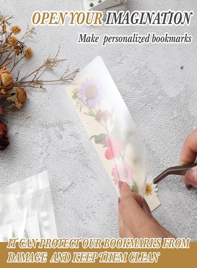 Fuyoooo 150 Pcs Dried Flower Bookmark Making Kit, DIY Pressed Flower Transparent Bookmark Laminating Pouches 2 x 6 Inch DIY Projects Party Favor Gift Tag Bulk for Book Lovers (Red Color) - Image 5