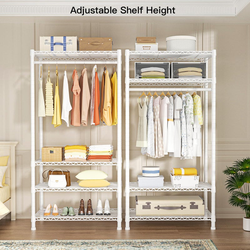 Ulif H2 Heavy-Duty Portable Closets, 4-Tier Freestanding Garment Rack Suit for Small Space and Corner, Closet Organizer System Portable Closet Wardrobe, Max Load 500 LBS, White - Image 4