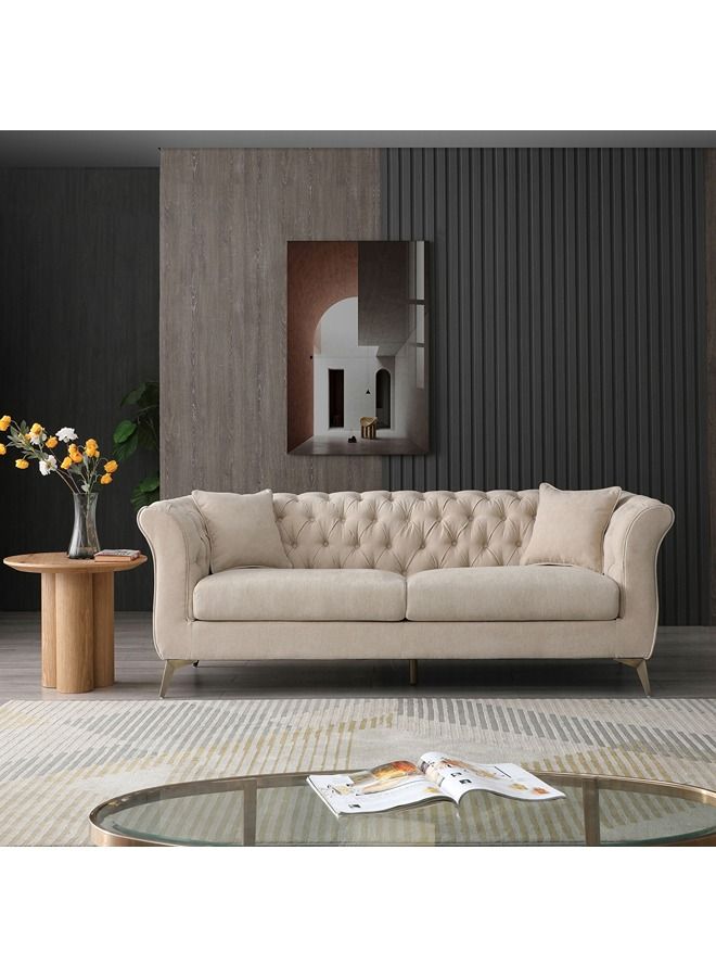 هوم بوكس كنبة قماش أورو 3 مقاعد مع وسادتين مقاس 92x80x222 سم - Image 1