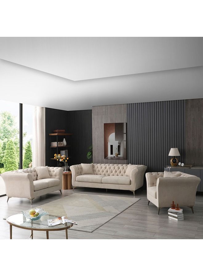 هوم بوكس كنبة قماش أورو 3 مقاعد مع وسادتين مقاس 92x80x222 سم - Image 3