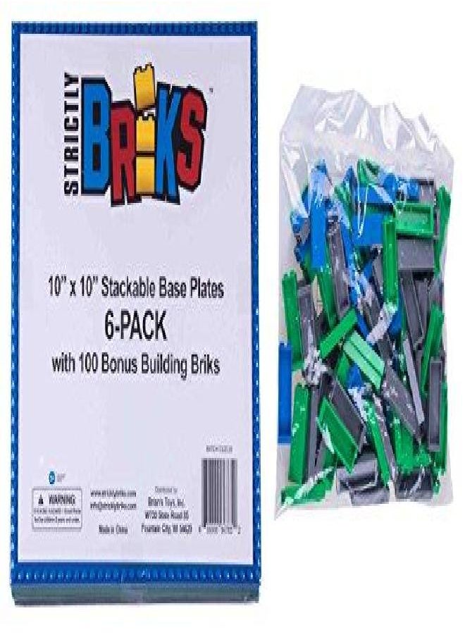 Strictly Briks Strictly Briks Toy Building Block - Classic Baseplates 10" x 10" Brik Tower for Ages 36 Months to 1188 Months, 6 Baseplates & 50 Stackers in Blue Green & Gray, 56 Pc  - Image 3