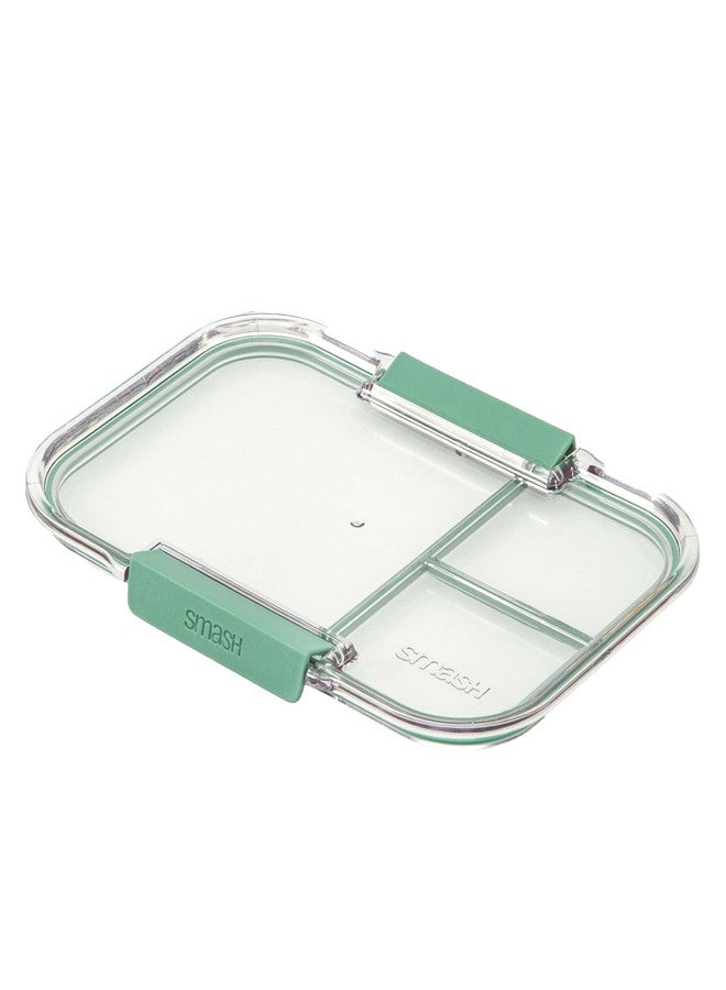 Smash 44oz Bento Lunch Box Replacement Lid - 3 Compartment Leak-Resistant Lid, BPA-Free, Dishwasher Safe - Clear with Sage Trim - Image 2