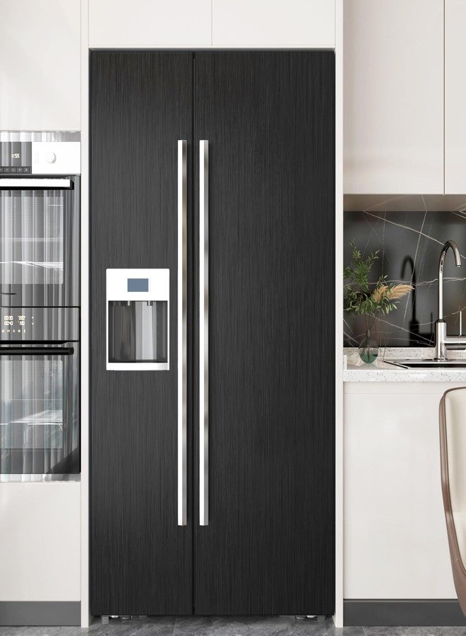 Wallderful Black Stainless Steel Wallpaper Peel and Stick Backsplash Refrigerator Wrap Metallic Black Contact Paper for Cabinets Countertops Modern Furniture Upgrade Brushed Wallpaper Removable Film 15.75"×78" - Image 1