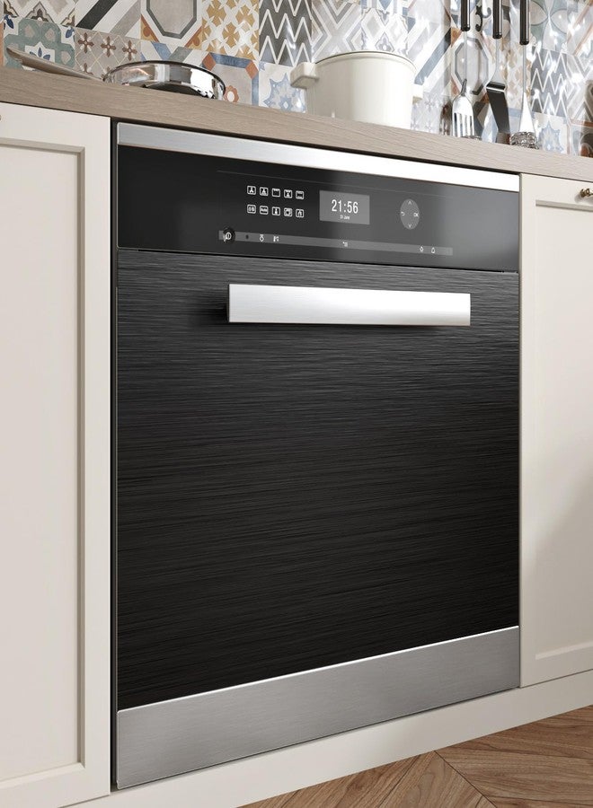 Wallderful Black Stainless Steel Wallpaper Peel and Stick Backsplash Refrigerator Wrap Metallic Black Contact Paper for Cabinets Countertops Modern Furniture Upgrade Brushed Wallpaper Removable Film 15.75"×78" - Image 4