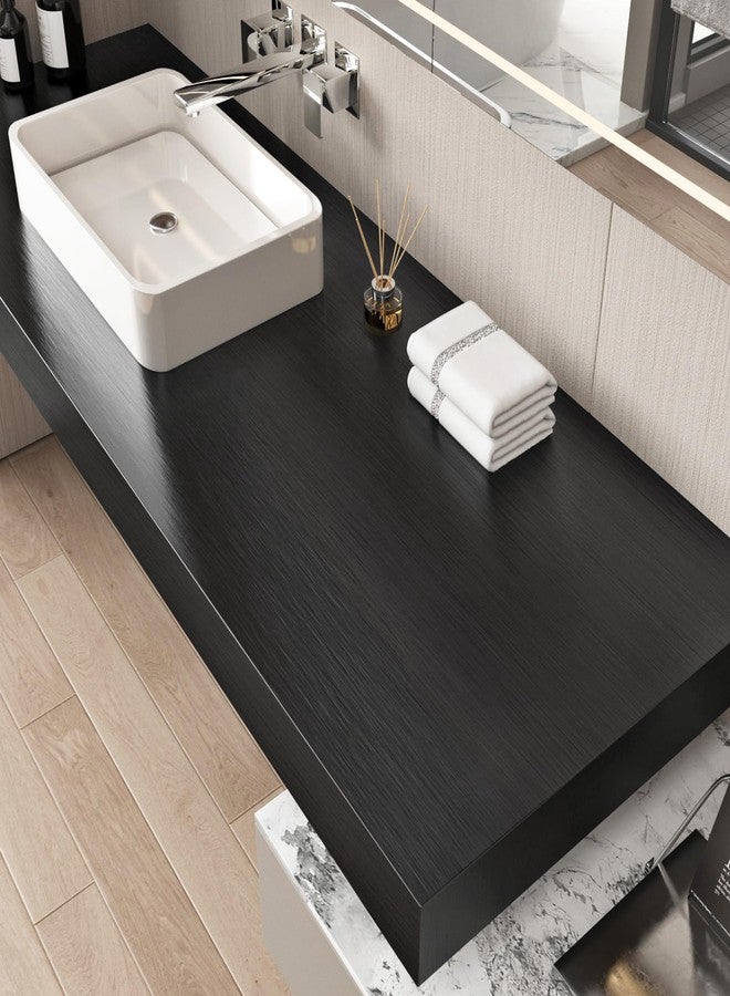 Wallderful Black Stainless Steel Wallpaper Peel and Stick Backsplash Refrigerator Wrap Metallic Black Contact Paper for Cabinets Countertops Modern Furniture Upgrade Brushed Wallpaper Removable Film 15.75"×78" - Image 2