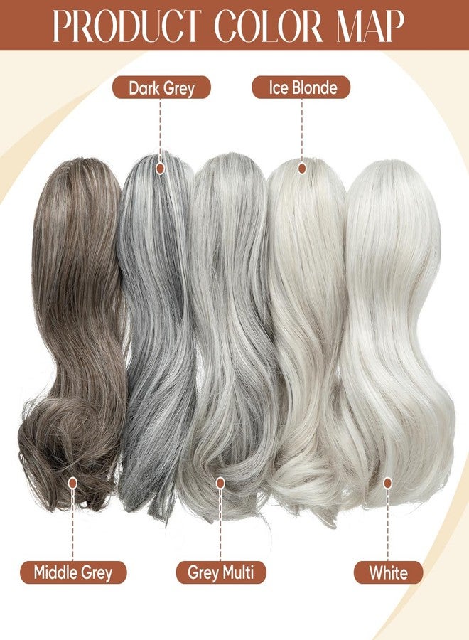 youngways 2 PCS Ponytail Extensions Claw Clip Short Pony Tails Wavy Curly Synthetic Hairpieces for Women 12 Inch + 14Inch Set Middle Grey - Image 3
