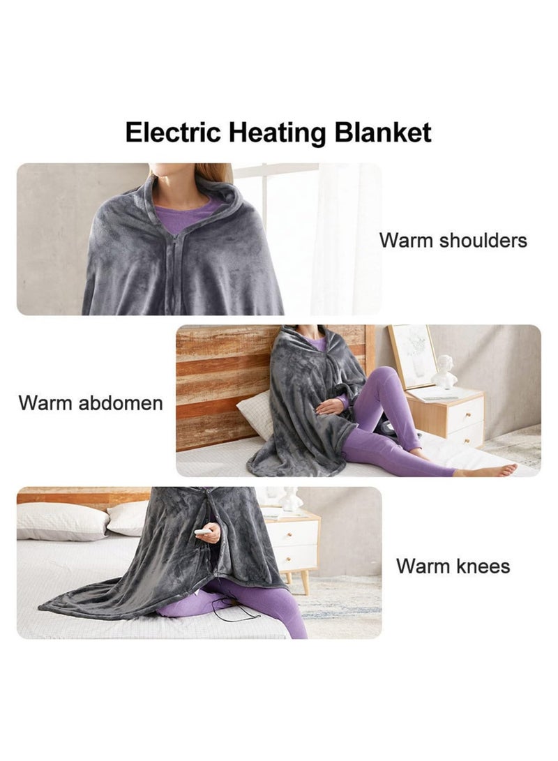 general Electric Blanket, USB Rechargeable Heated Shawl Zipper Warm Shawl Coral Fluffy Plush Toy with 3 Heating Level Settings, Suitable for Car Office, Home Travel - Image 5
