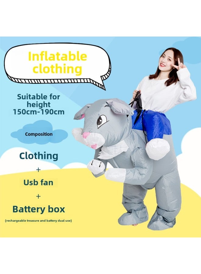 Funny Costume Cartoon Doll Funny Walking Animal Mount Doll Rabbit Dress Up Inflatable Clothes Pants Adult-Color:Rabbit—adult - Image 1