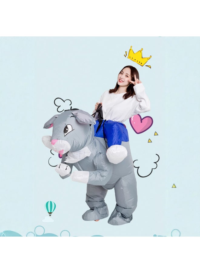 Funny Costume Cartoon Doll Funny Walking Animal Mount Doll Rabbit Dress Up Inflatable Clothes Pants Adult-Color:Rabbit—adult - Image 4