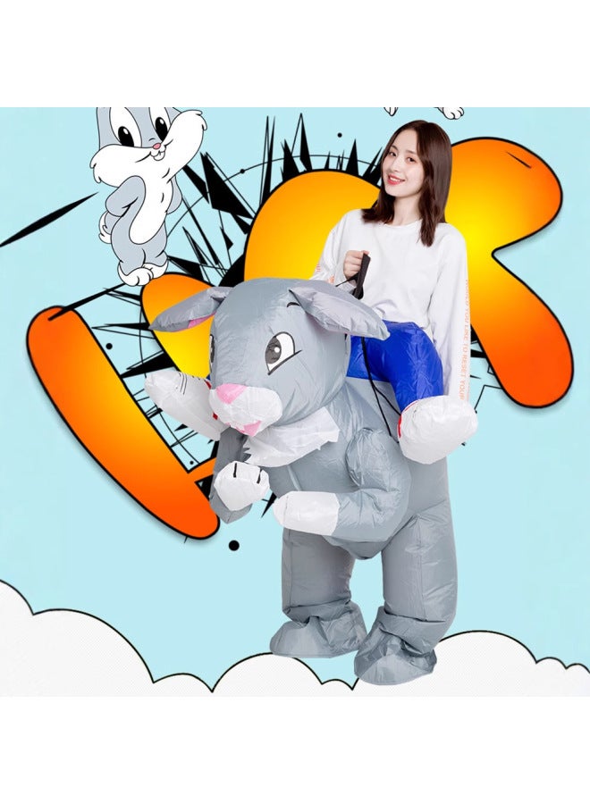 Funny Costume Cartoon Doll Funny Walking Animal Mount Doll Rabbit Dress Up Inflatable Clothes Pants Adult-Color:Rabbit—adult - Image 2
