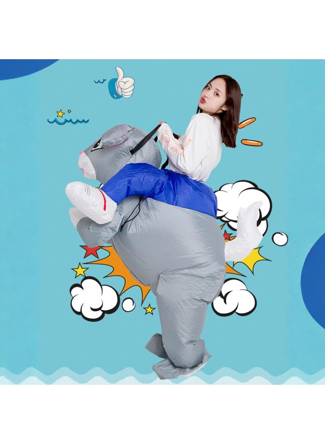 Funny Costume Cartoon Doll Funny Walking Animal Mount Doll Rabbit Dress Up Inflatable Clothes Pants Adult-Color:Rabbit—adult - Image 3