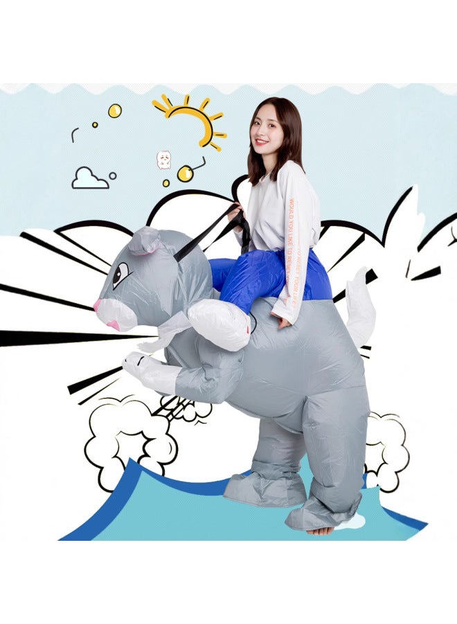 Funny Costume Cartoon Doll Funny Walking Animal Mount Doll Rabbit Dress Up Inflatable Clothes Pants Adult-Color:Rabbit—adult - Image 5
