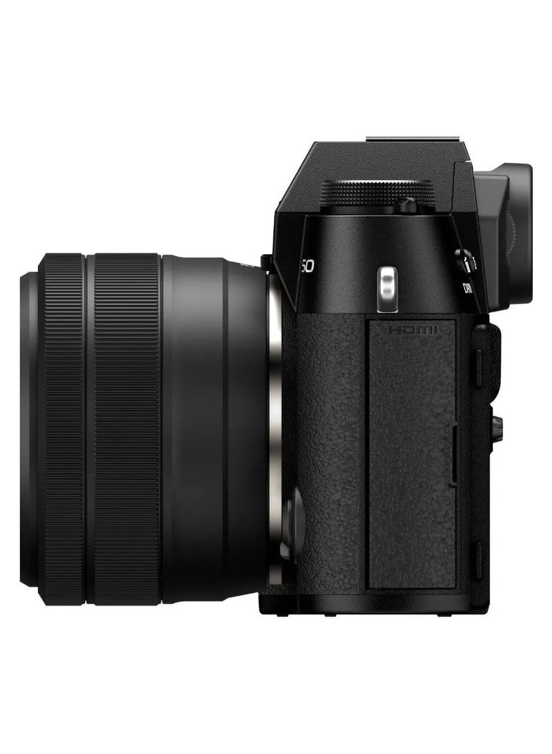 فوجي فيلم كاميرا رقمية بدون مرآة X-T50 مع عدسة XC 15-45mm – مستشعر 40.2 ميجابكسل، فيديو 6.2K، تثبيت صورة داخل الجسم، قرص محاكاة الفيلم، تركيز تلقائي بالذكاء الاصطناعي – أسود مجموعة بداية شاملة - Image 4