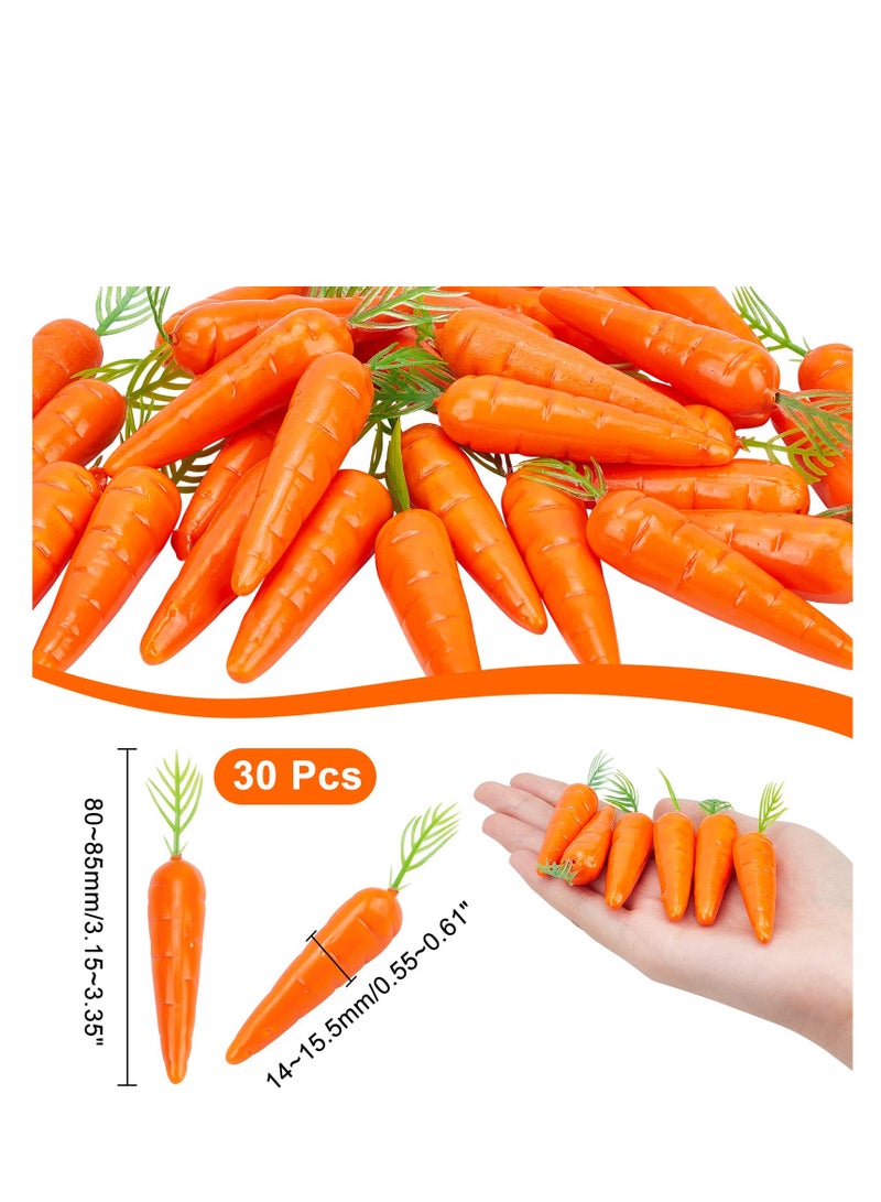 SOLARAE 30 قطعة ديكور عيد الفصح المصغرة جزر، فواكه مزيفة واقعية، جزر تشبه الحقيقة، محاكاة لترتيبات الزهور، ديكور عرض المنزل والمطبخ، 0.55 بوصة، مصنوعة من الرغوة، متينة وقوية - Image 3