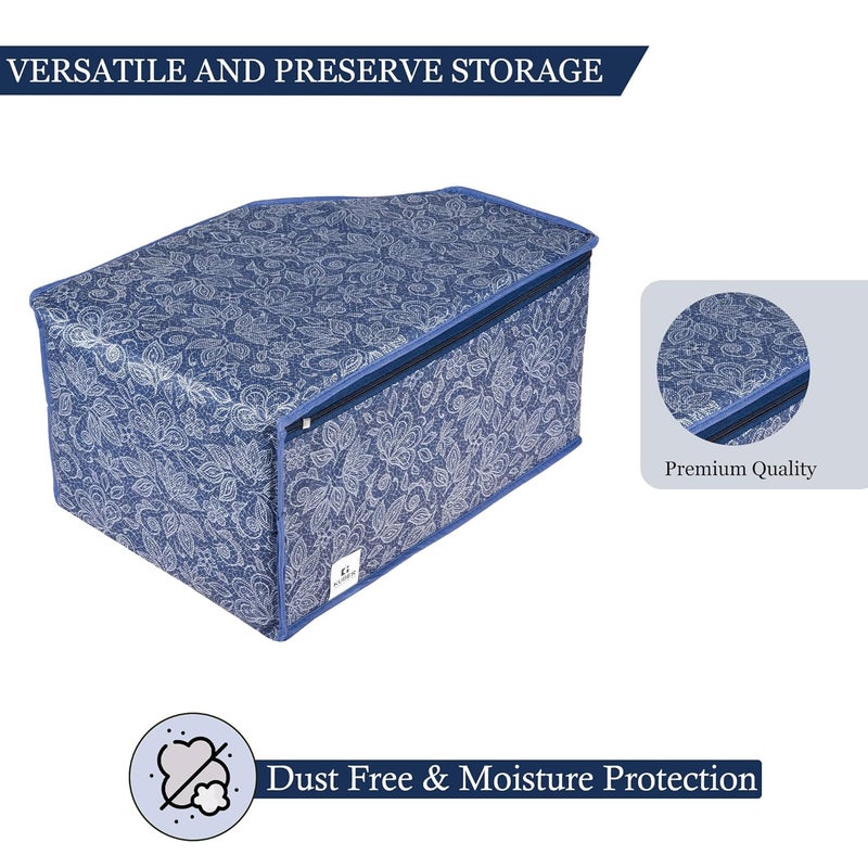 Kuber Industries Pack of 12 Blouse Storage Bag Blouse Bag for Wardrobe LightweightPortable Garments Bag Visible Window Clothes Organizer Blouse Bag for Travel Flower Printed Navy Blue - Image 5